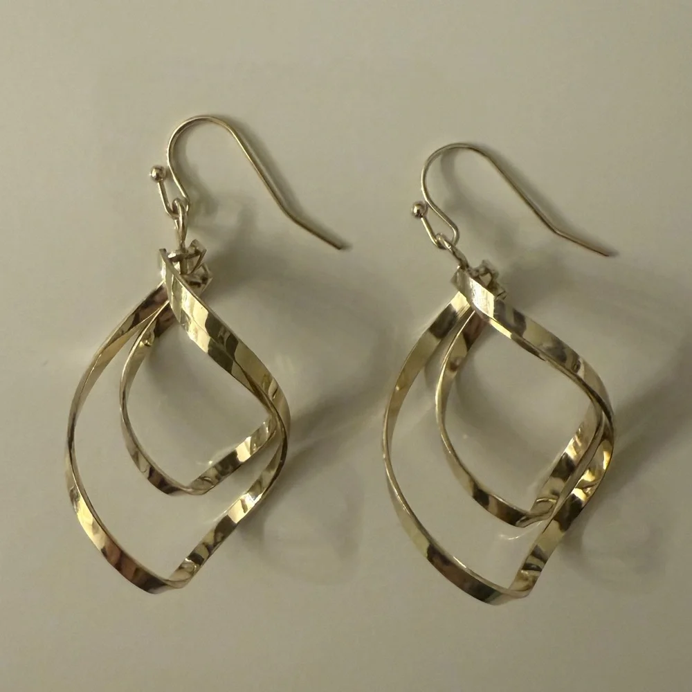 Gold-Tone Double Twist Drop Earrings - Picture 3 of 8
